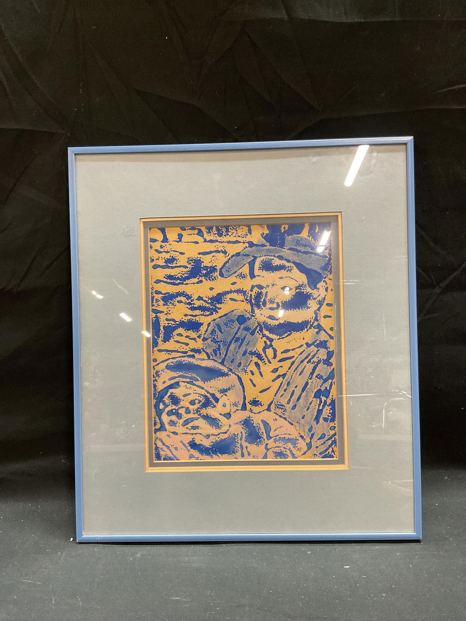 Framed Figures in Blue Monoprint (1 of 6)