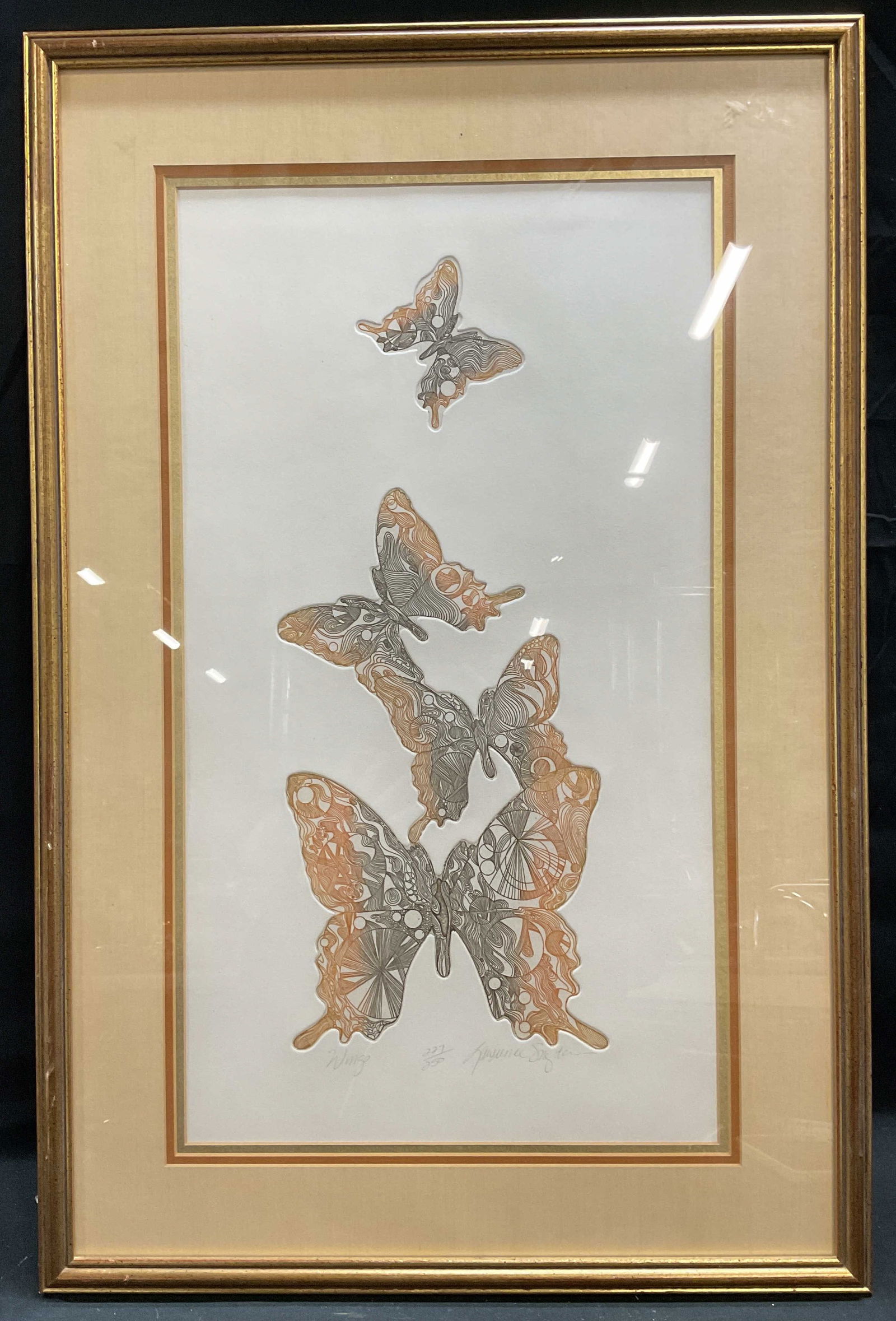 Framed Signed Ltd Edt Butterfly Etching (1 of 6)