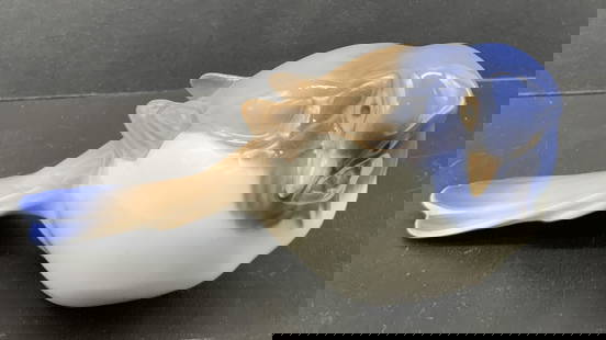 BING & GRONDAHL Titmouse Bird Porcelain Figural: BING & GRONDAHL Titmouse Bird Porcelain Figural Porcelain figural depicting a bird, bird has a blue head & a white chest. Signed & marked on underside. Surface wear consistent to age, use & exposure.