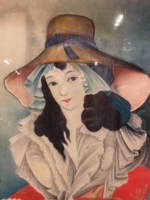Framed Reverse Painting Portrait of a Woman