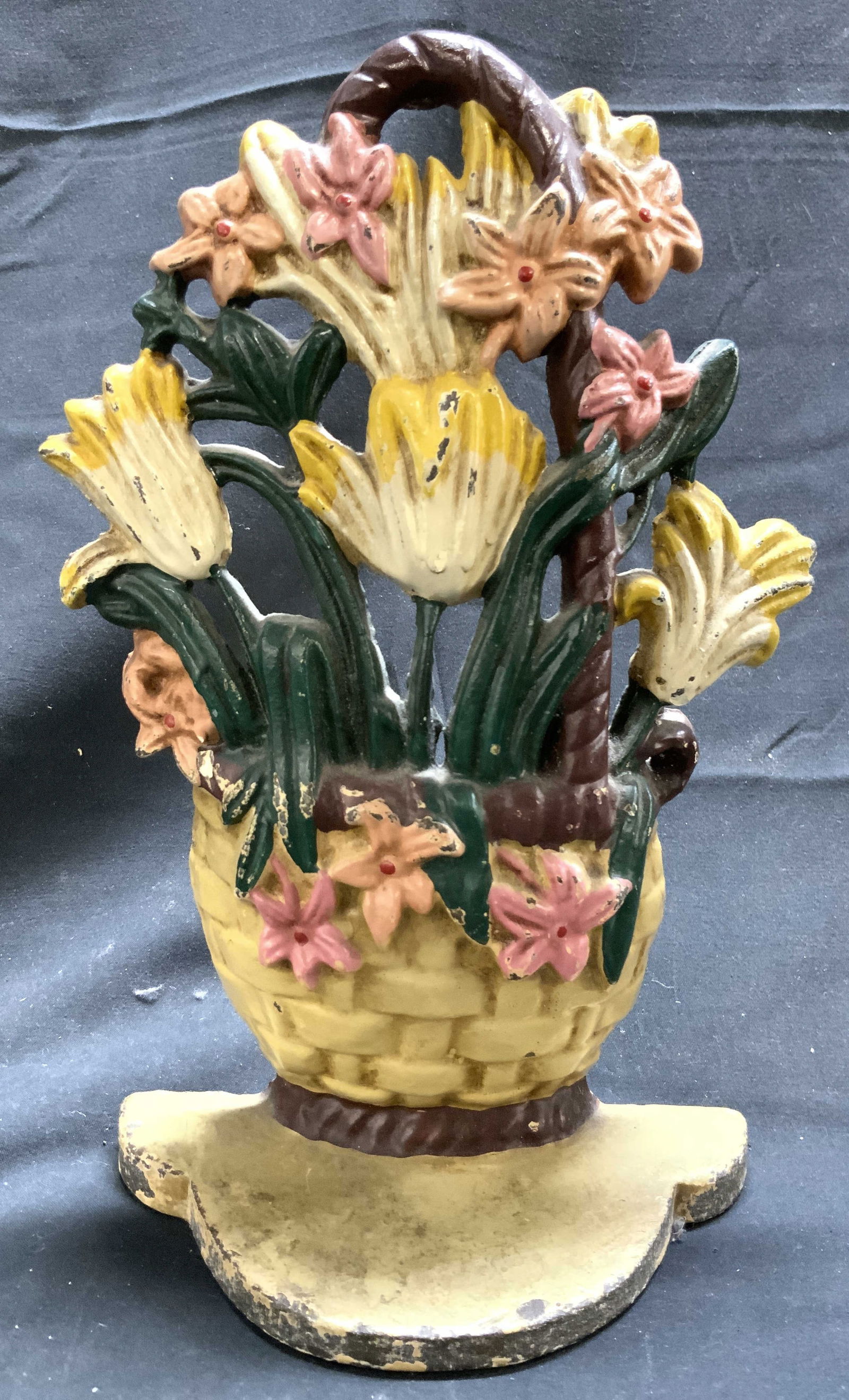 Antique Hand Painted Floral Iron Door Stop (1 of 8)