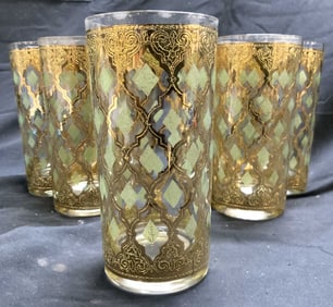 CULVER Valencia 7 22k Gold Overlay Highball Gls