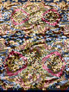ENCLAVE H Made Wool Oriental Ovrsz Rug W Fringes: Tag on underside reads ENCLAVE. Rug is handmade and wool. Oriental rug with intricate multi toned floral motif & geometric detailing. Rug has cream toned fringes at edges. Rug is oversized measuring a