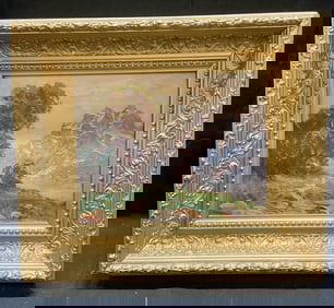 Framed Mountain Landscape Oil Painting