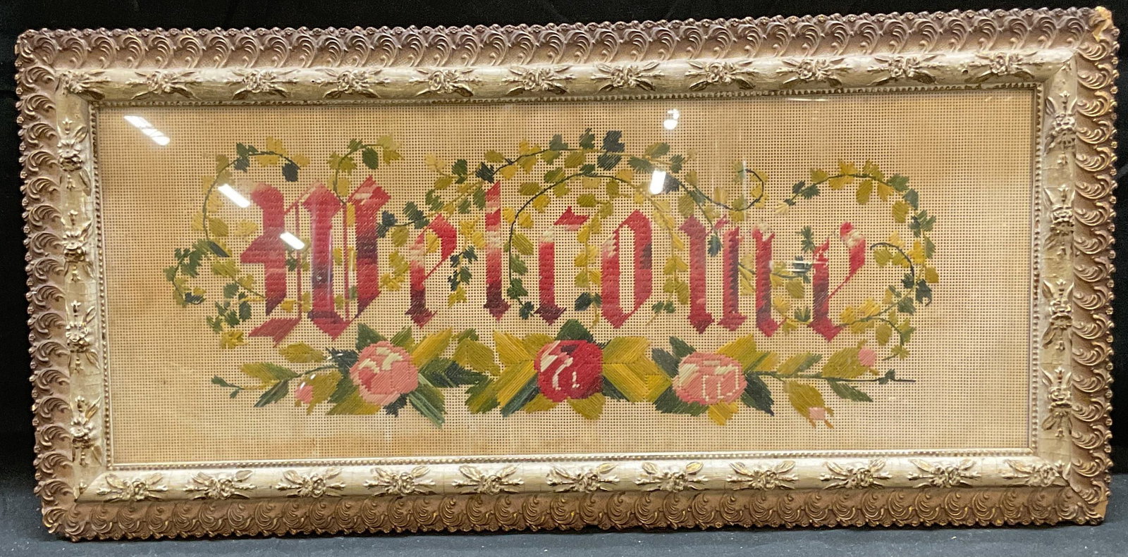 Framed Welcome Embroidered Needlework Panel (1 of 6)