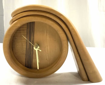 MCM Wooden Table Clock Tan