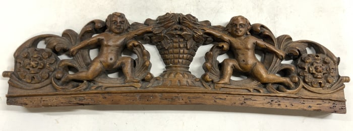 Renaissance Revival Style Cherub Wood Carving 2ft