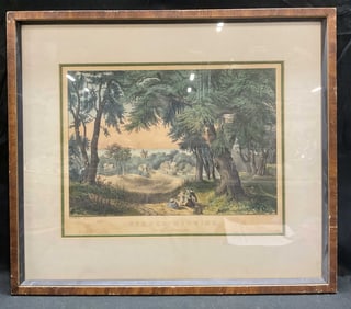 Framed 1862 Currier & Ives Summer Morning Litho