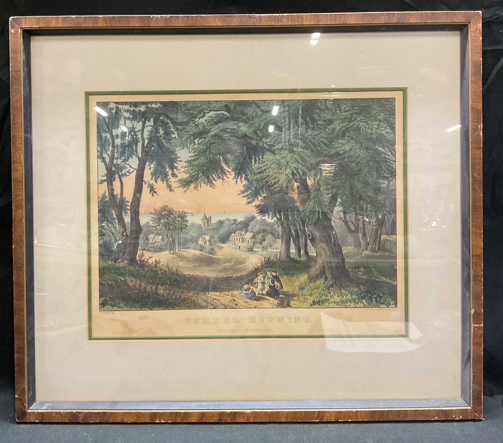 Framed 1862 Currier & Ives Summer Morning Litho (1 of 7)
