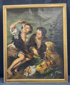 After Murillo Children Eating A Tart Oil Painting