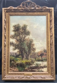 Antique A Hulk Jr Near Swanborne Oil Painting 1870