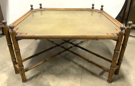 Vntg Bamboo Style Base & Brass Top Coffee Tbl