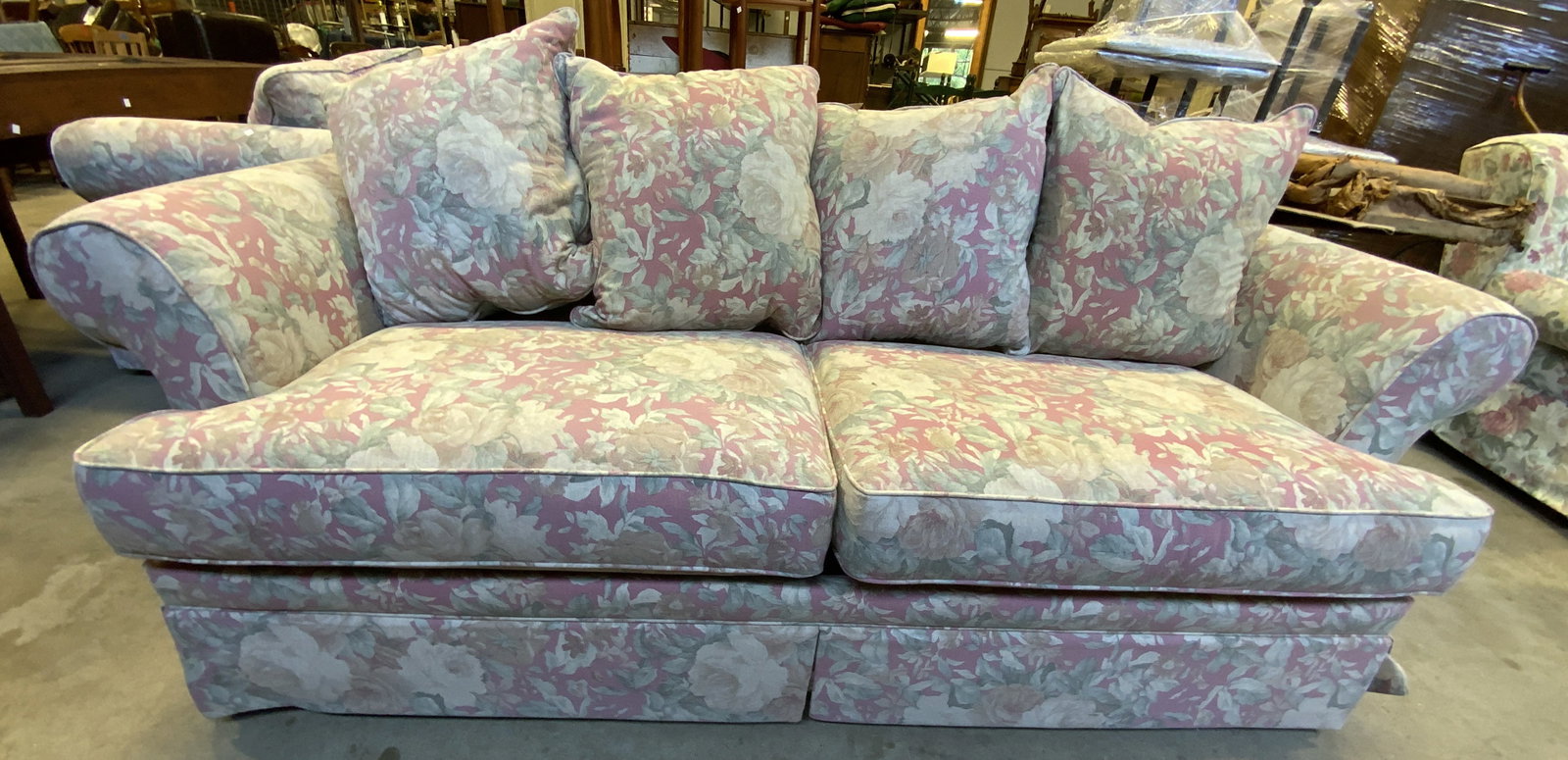 Vintage Skirted Floral Sleeper Sofa (1 of 8)