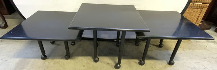 Set 3 Side Tables W Wheels Black