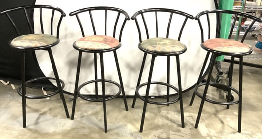 Set 4 Uph Seat Swivel Metal Barstools