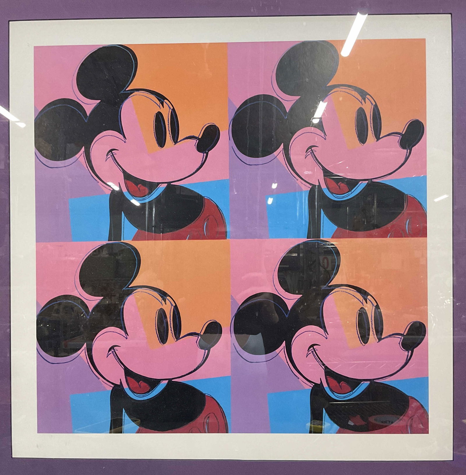 Framed After Warhol Mickey Mouse Screenprint 31in (1 of 7)