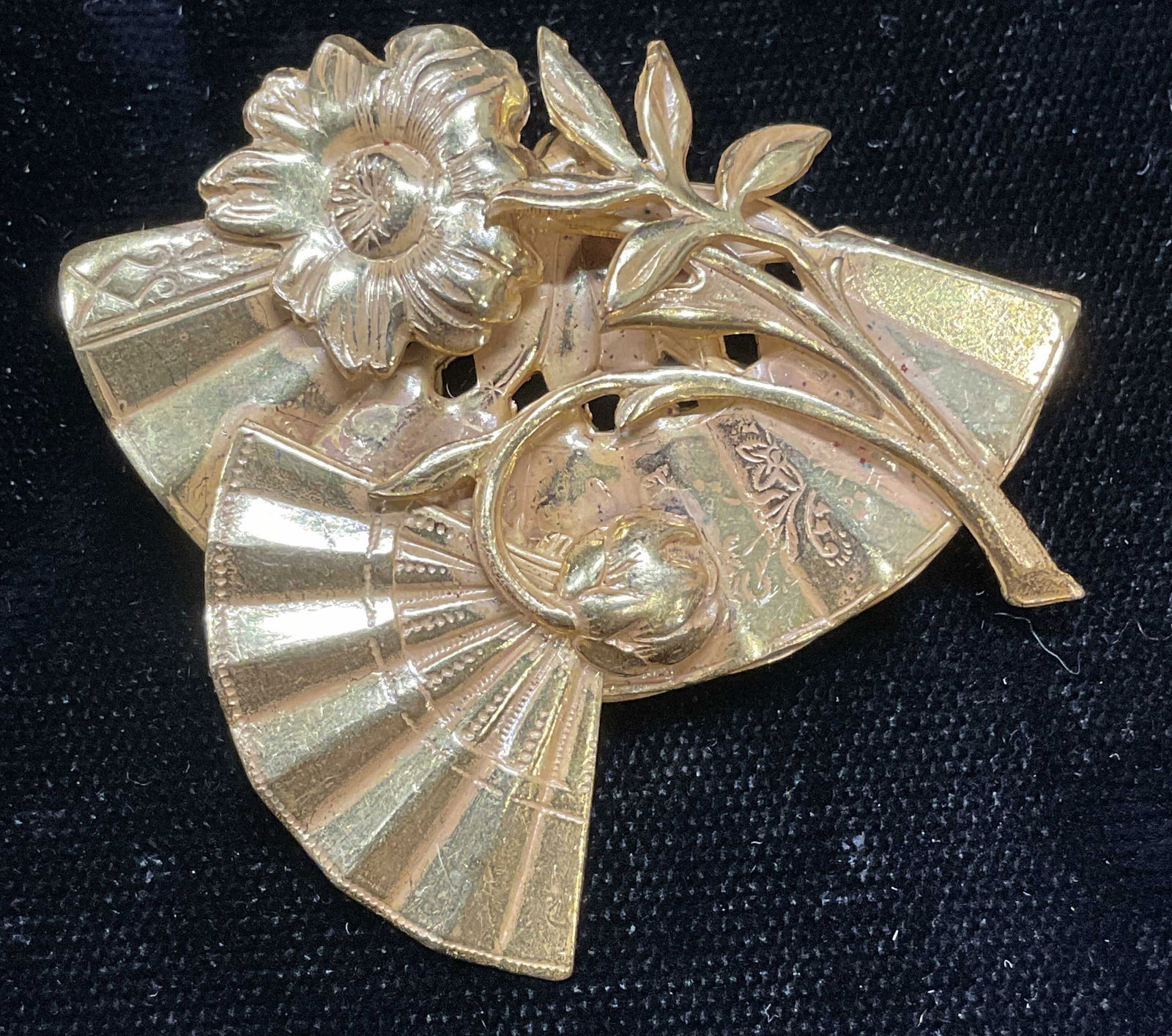 Vintage Miriam Haskell Fan & Flower Brooch (1 of 6)