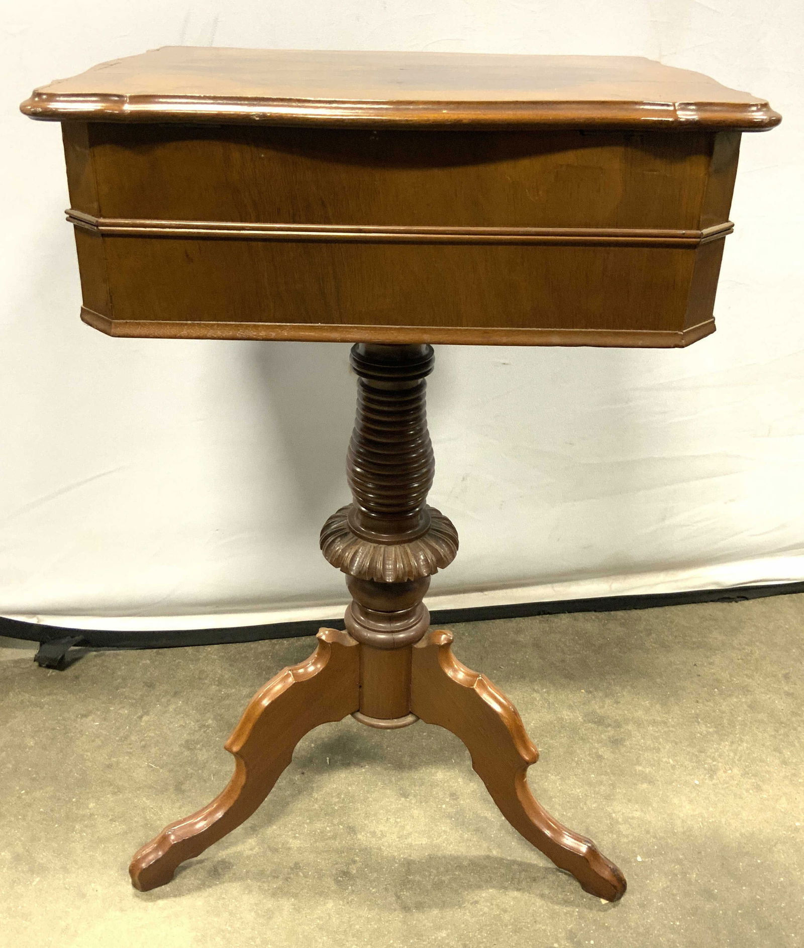 Antique Wooden Pedestaled Sewing Table (1 of 10)