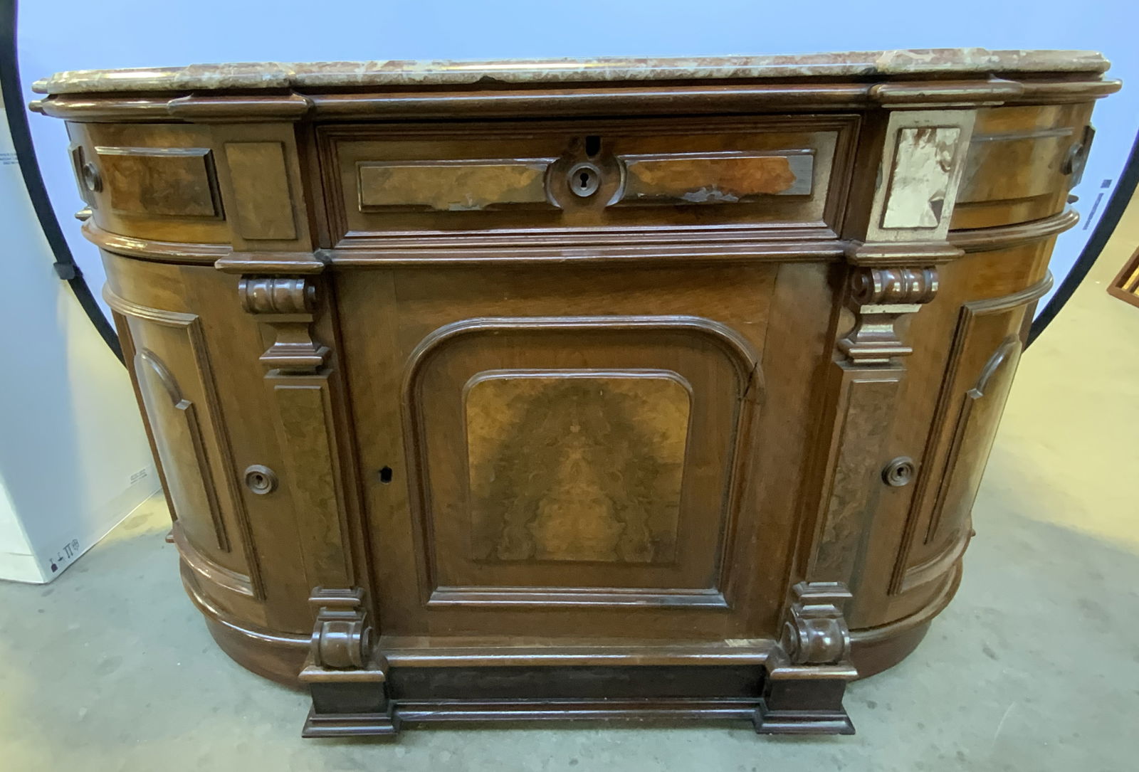 Vtg Marble Top Wooden Sideboard Buffet W Casters (1 of 12)