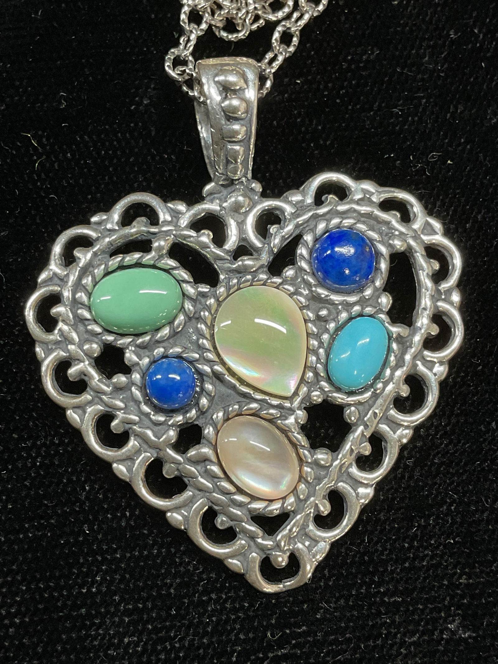 Signed QTO Sterling Silver Heart Pendant Necklace (1 of 6)