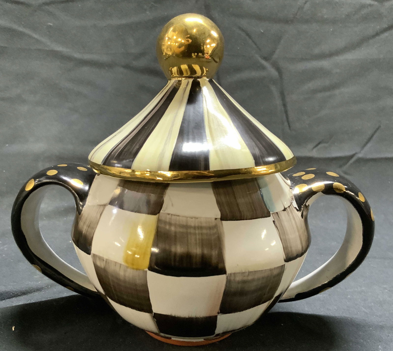 MACKENZIE CHILDS Ceramic Sugar Dish W Lid (1 of 7)