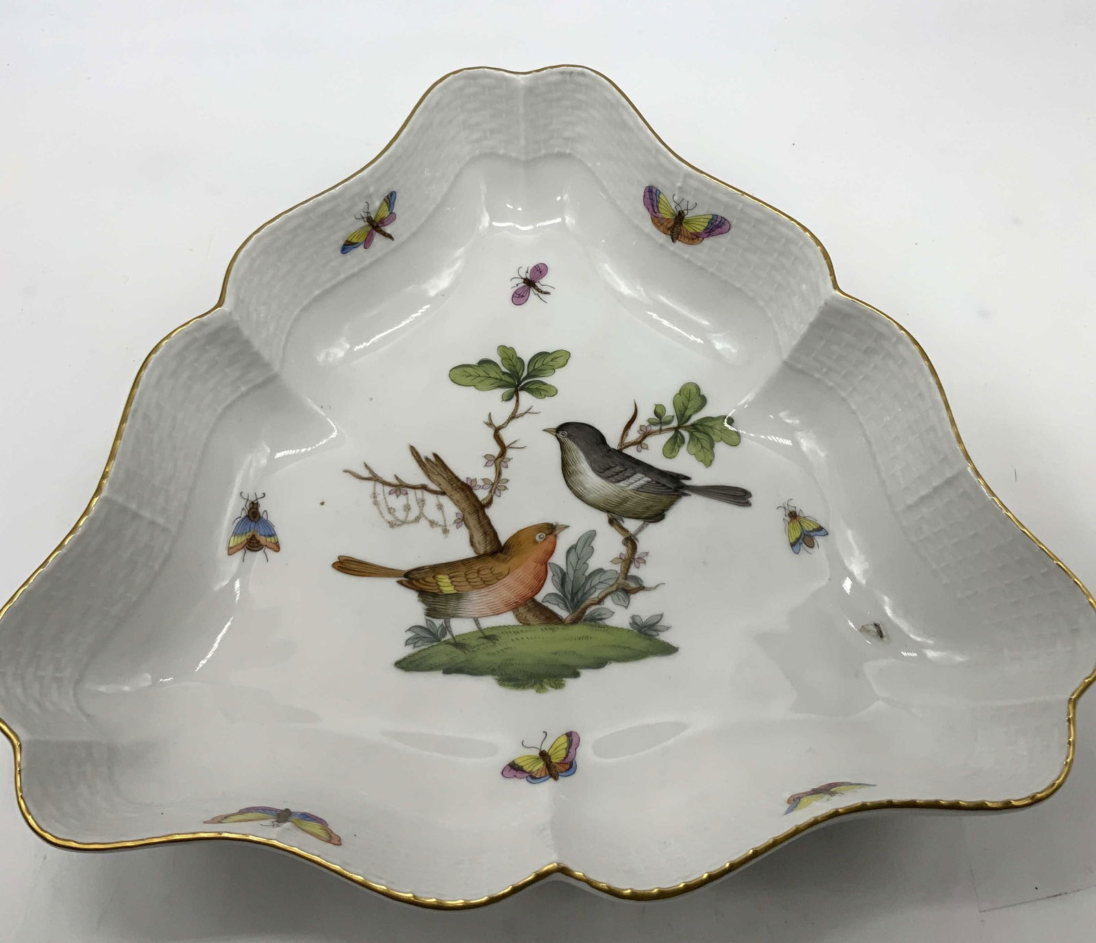 HEREND Rothschild Bird Porc Triangle Dish HUNGARY (1 of 8)