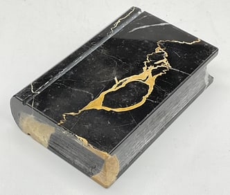 Polished Black Stone Book Figural