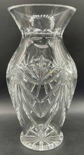 WATERFORD Signed Crystal Vase, 14 Inch Height: WATERFORD Signed Cut Crystal Vase. Colorless crystal. Underside signed WATERFORD. Measures approx. 14H x 7W in. Measured at widest point. Thick walled and weighty. Surface wear consistent with age, us