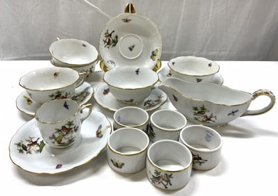 HEREND Rothschild Bird Porcelain Tea Set HUNGARY