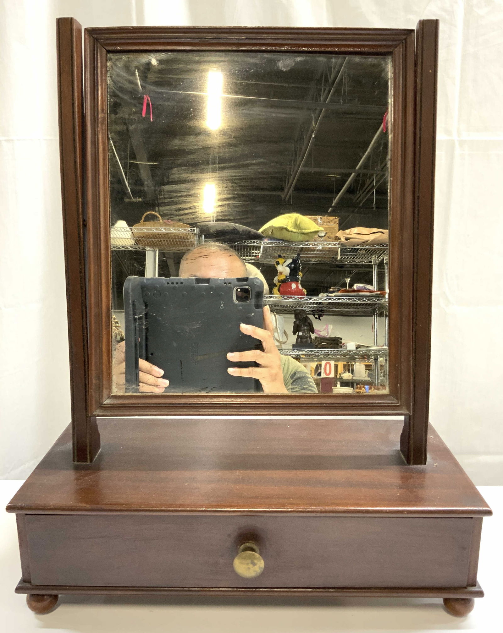 Vintage Wooden Shaving Mirror W Drawer (1 of 8)