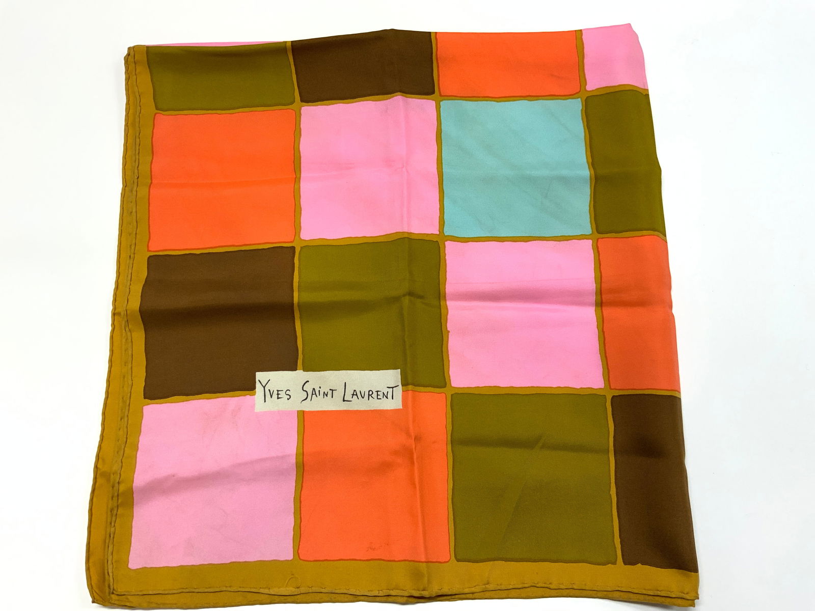 Yves Saint Laurent Checkered Silk Scarf (1 of 6)