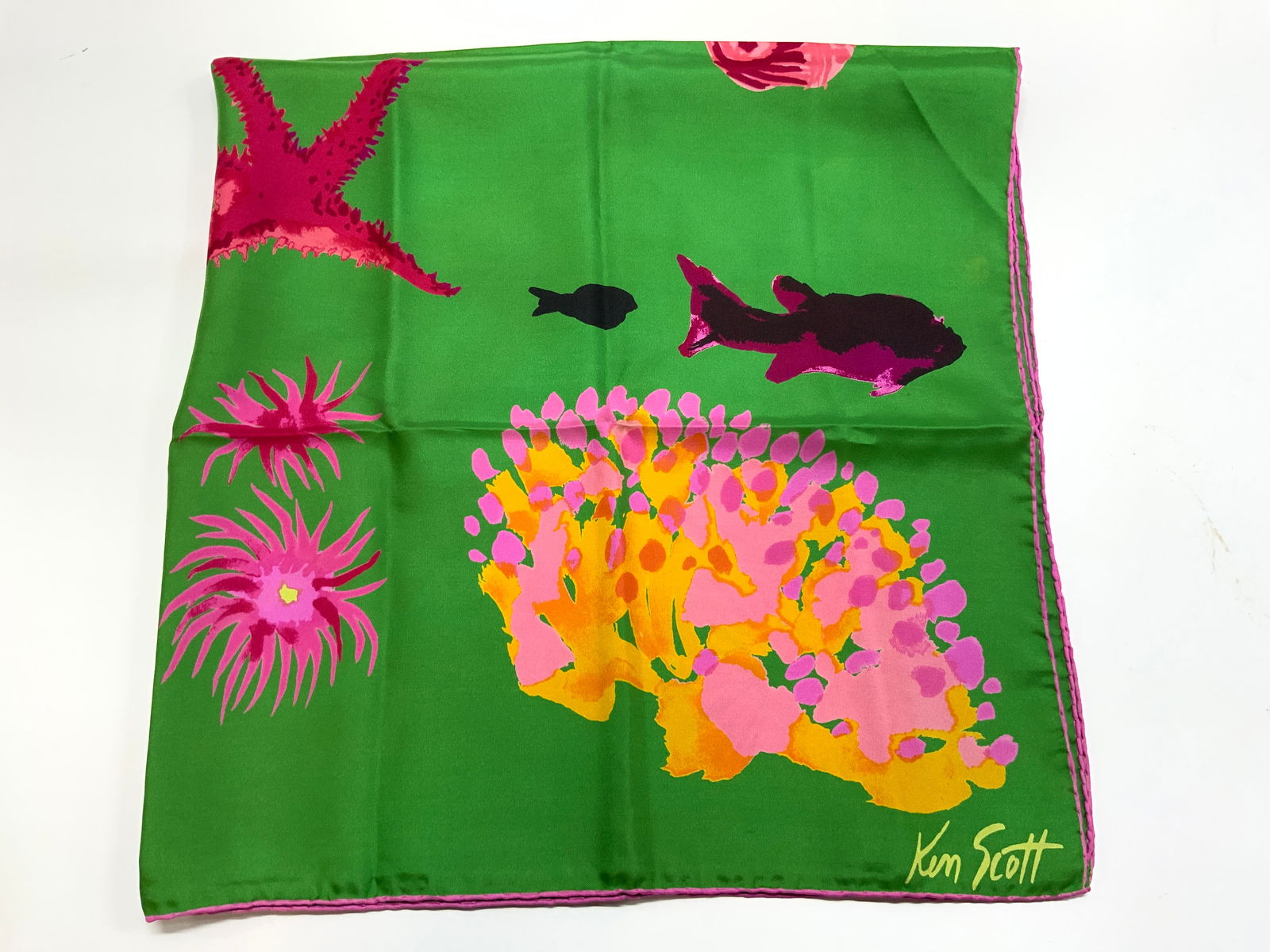 Kim Scott Green Aquatic Coral Silk Scarf (1 of 7)