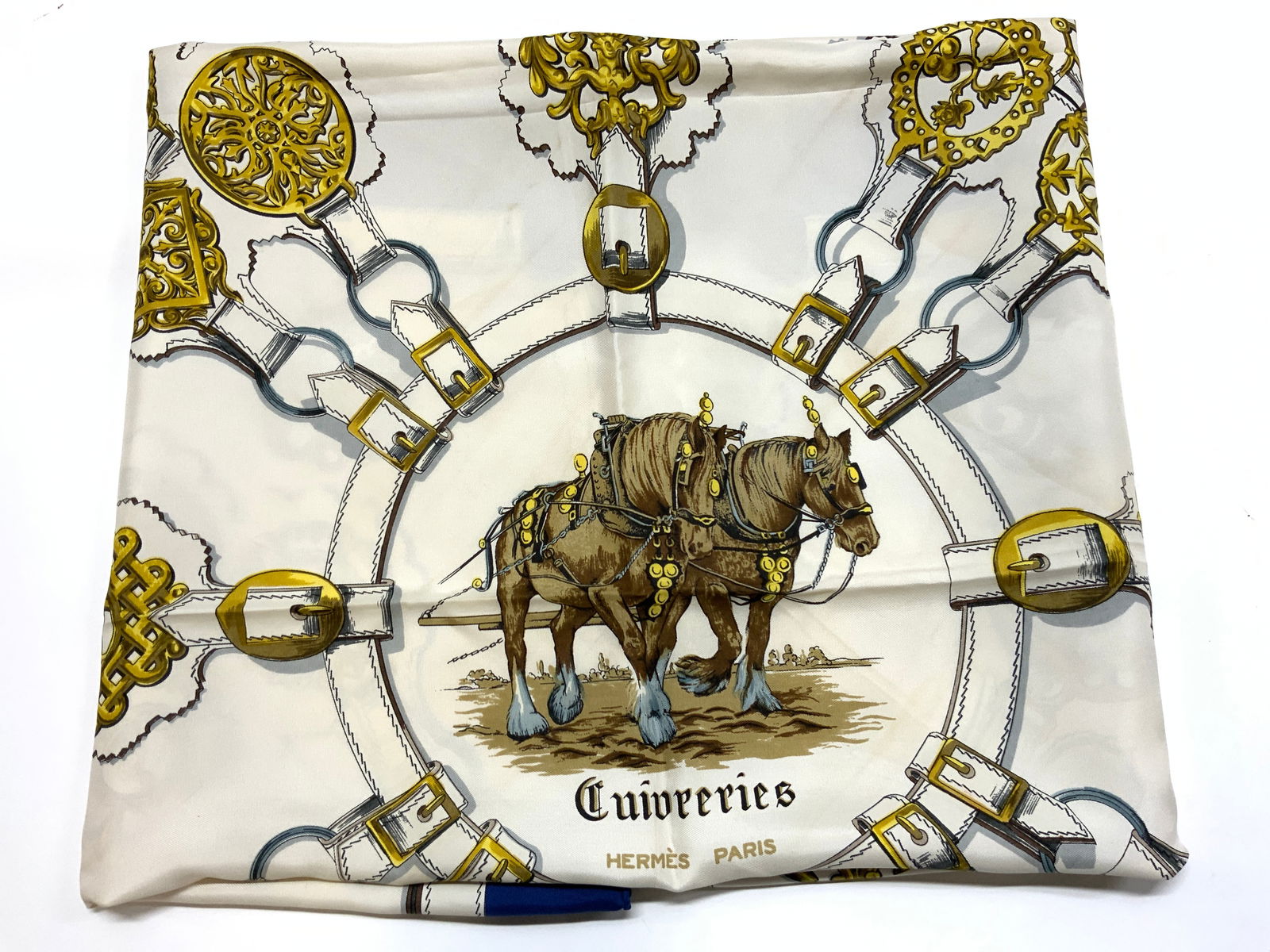 Hermes Cuivreries Horse Print Silk Scarf (1 of 8)