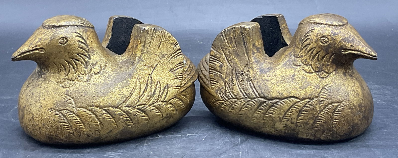 Pr Vintage Gilt Iron Bird / Mandarin Duck Figurals (1 of 8)