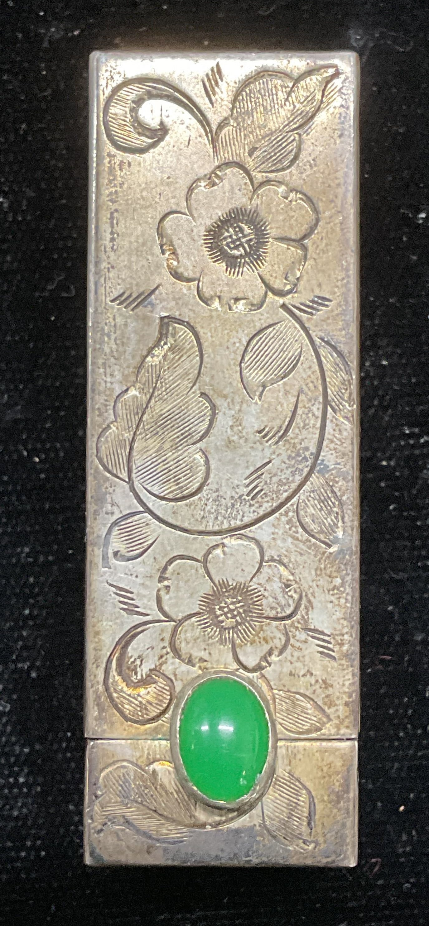 Vtg 800 Silver Semiprecious Lipstick Case & Mirror (1 of 7)