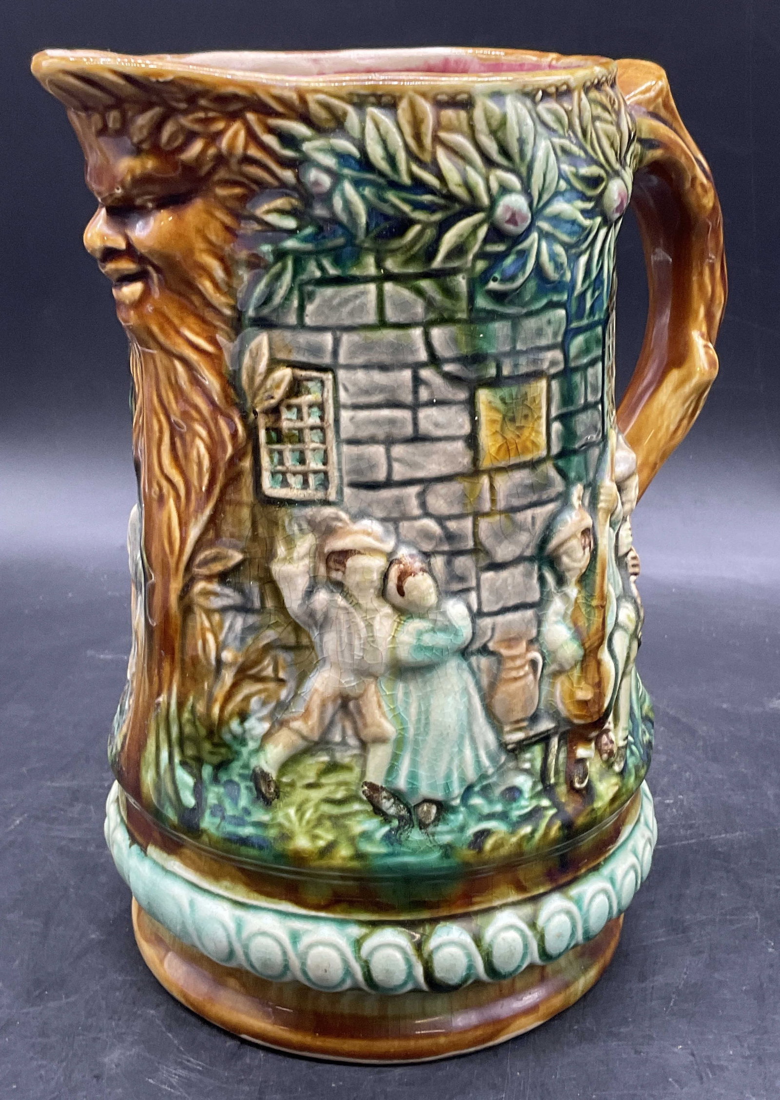 Antq FRIE ONNAING French Majolica Tavern Pitcher (1 of 9)