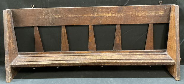 Antiqu Mission Style Wood Wall Shelf Plate Display