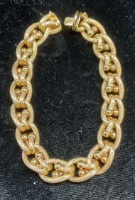 Signed 18k Gold Textured Chain Bracelet