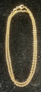 Signed AVERY 14k Gold Chain Necklace: Signed 14k yellow gold chain necklace. Signed Avery. Marked 14k gold. Total weight 3.1 dwt. Drop length approx 7.75 inches. Some wear including scratching observed. Jewelry, Estate jewelry, fine jewel
