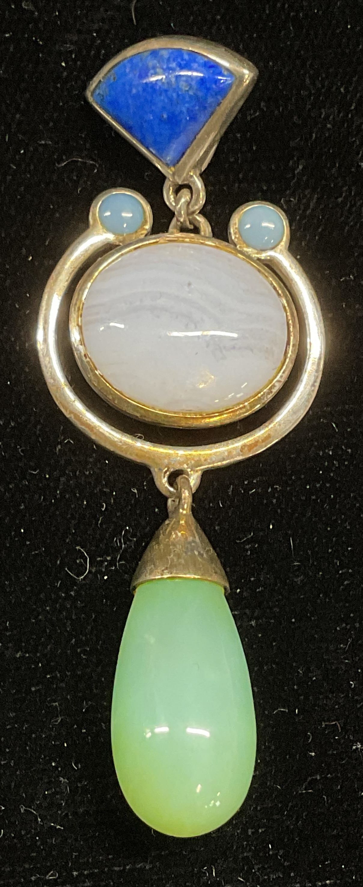 Signed WK Sterling Silver Semiprecious Pendant (1 of 6)