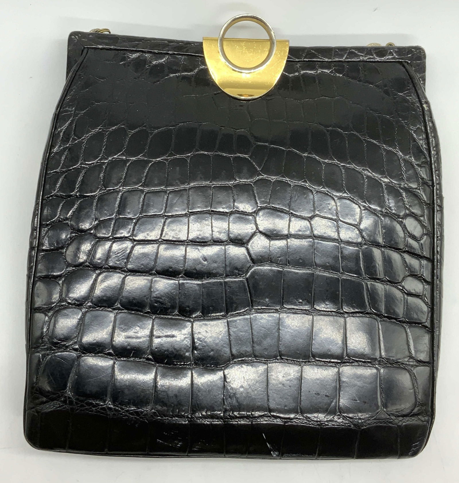 Vintage Black Crocodile Style Leather Purse (1 of 11)