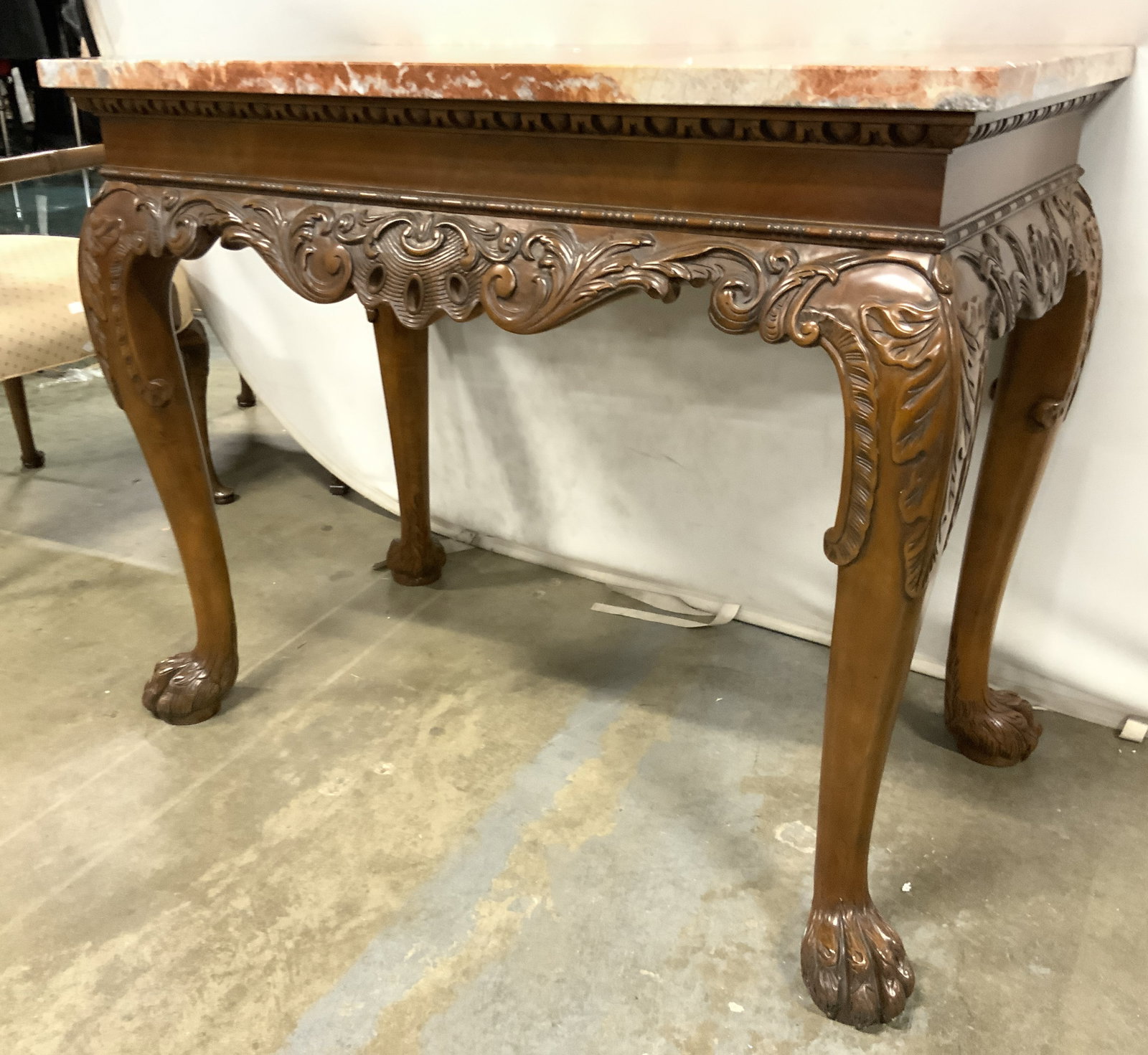 BAKER Chippendale Styl Vtg Mrbl Tp Cnsl Tbl Paw Ft (1 of 10)