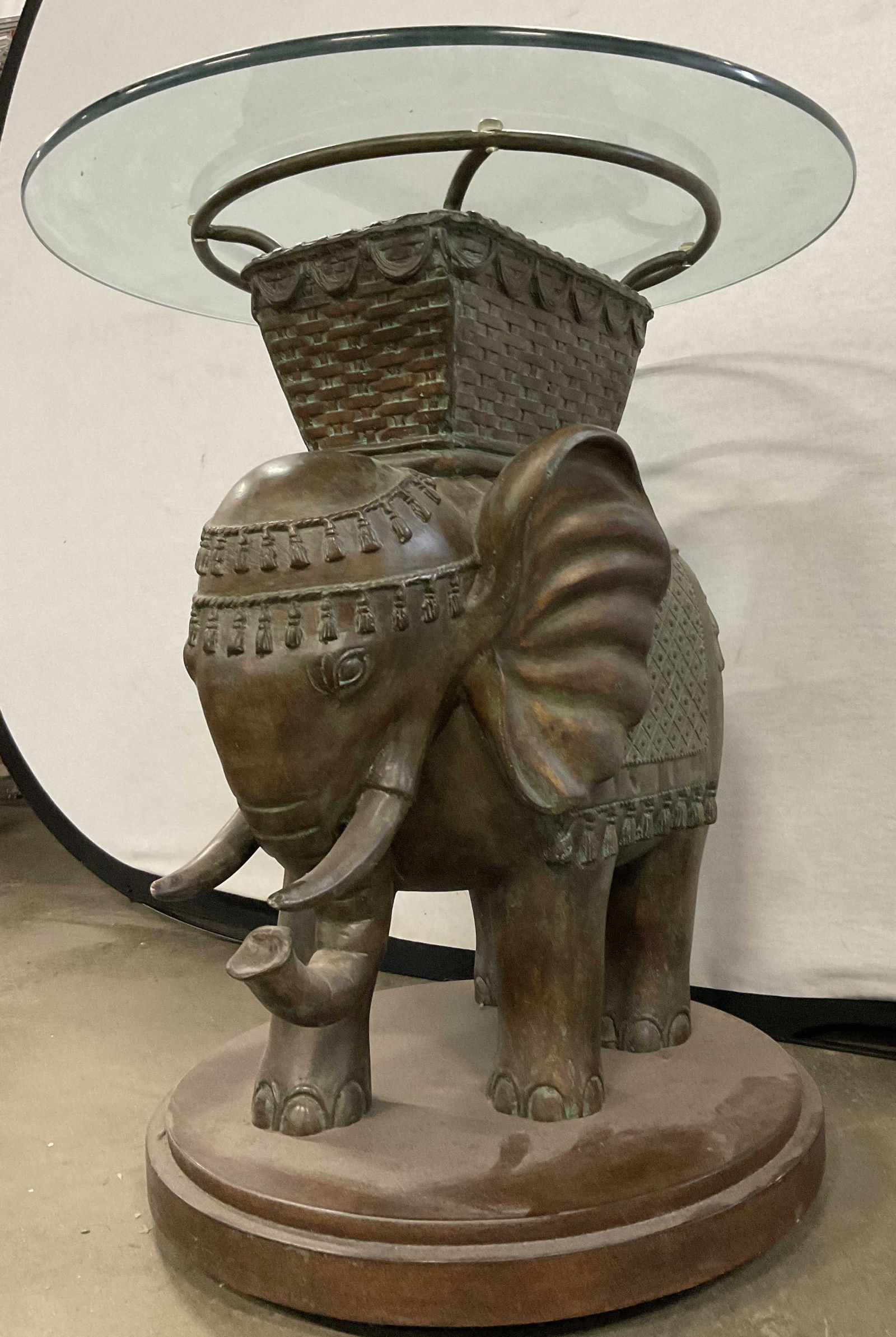 Vintage Elephant Figural Table Base W/ Glass Top (1 of 11)