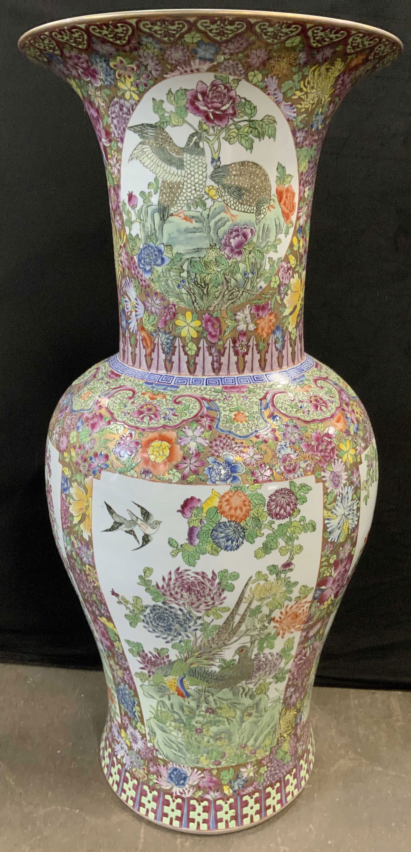 XL Vintage Hand Painted Asian Porcelain Vase 37in (1 of 12)