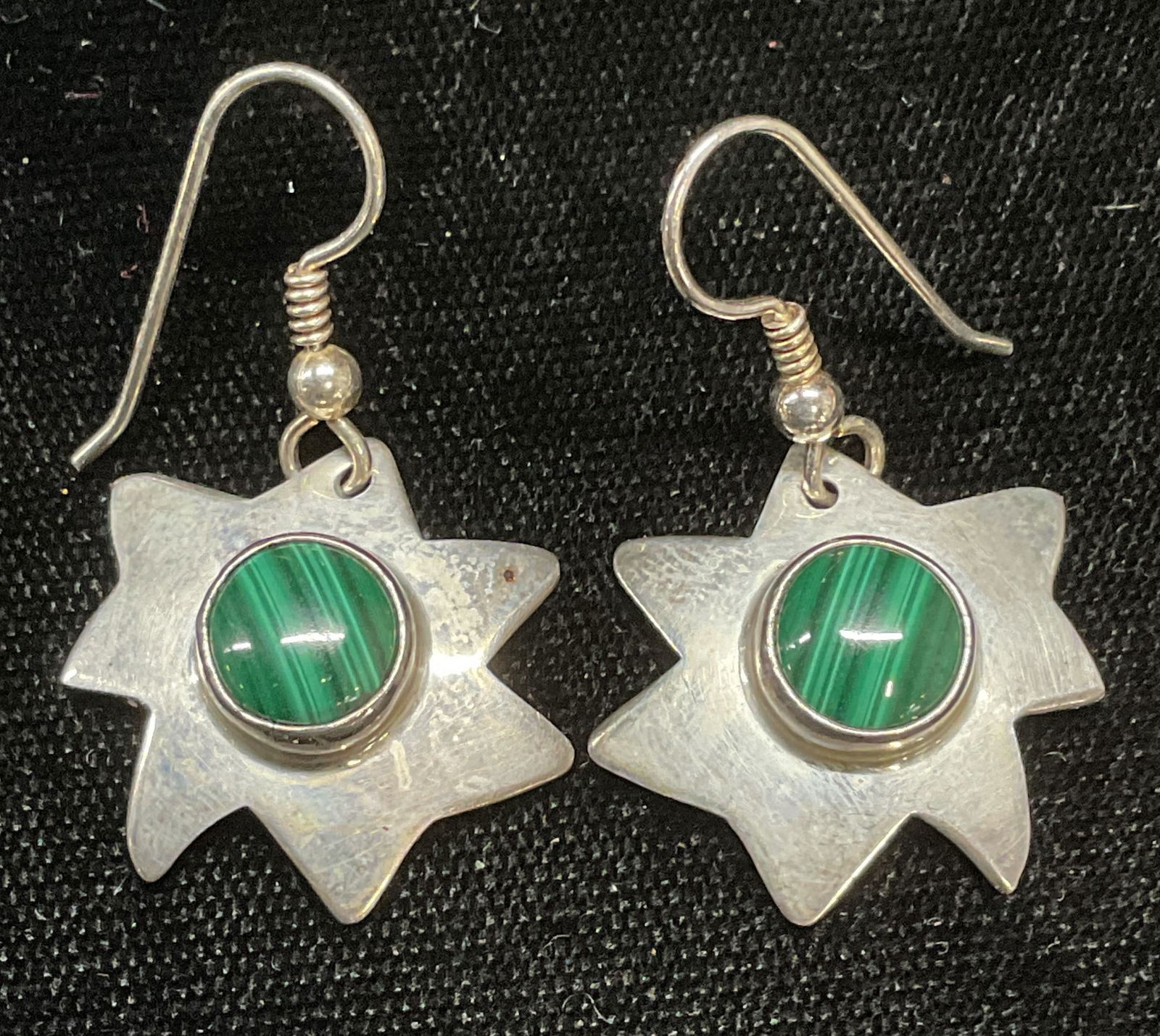 Vtg Gastineau Sterling Silver Malachite Earrings (1 of 7)