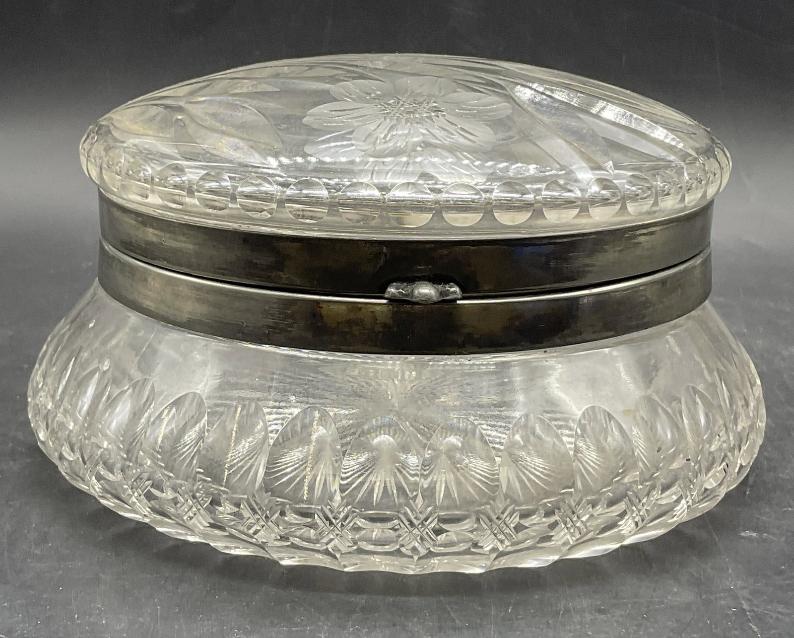 Antique Cut Glass Hinged Lid Powder / Dresser Box (1 of 9)