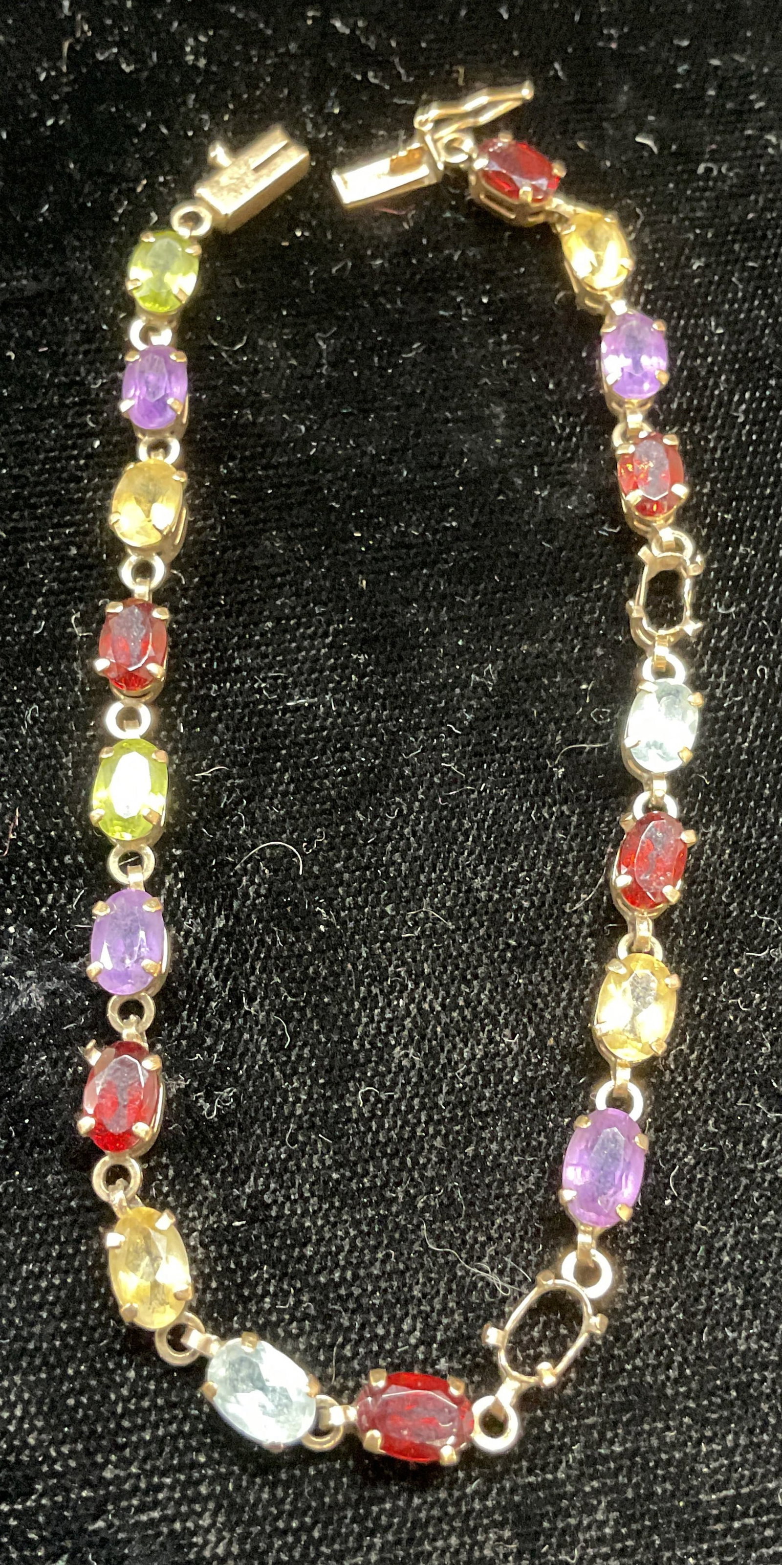 Vtg Signed CID 10K Gold Semiprecious Bracelet (1 of 6)