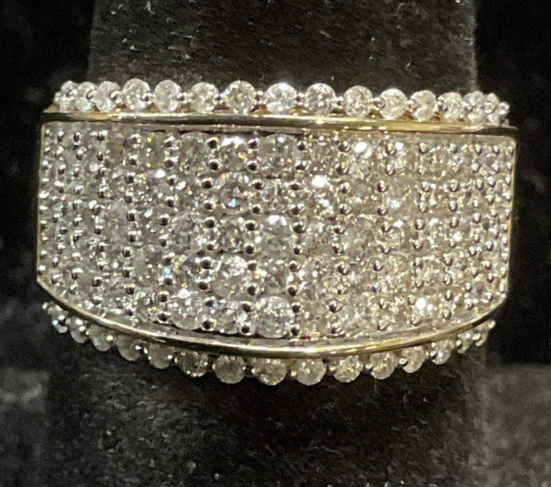 Signed UD 14K Gold Pave Diamond Band Ring (1 of 6)