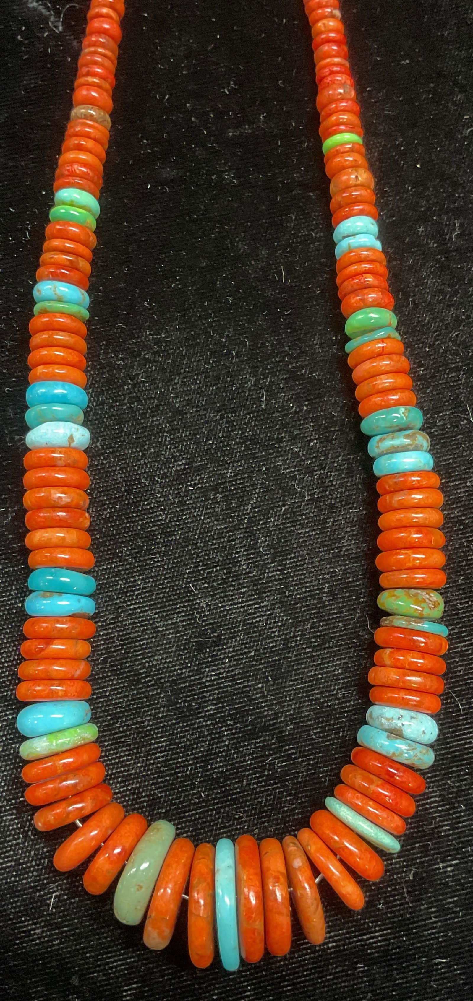 Vtg Turquoise & Spiny Oyster Graduated Necklace (1 of 7)