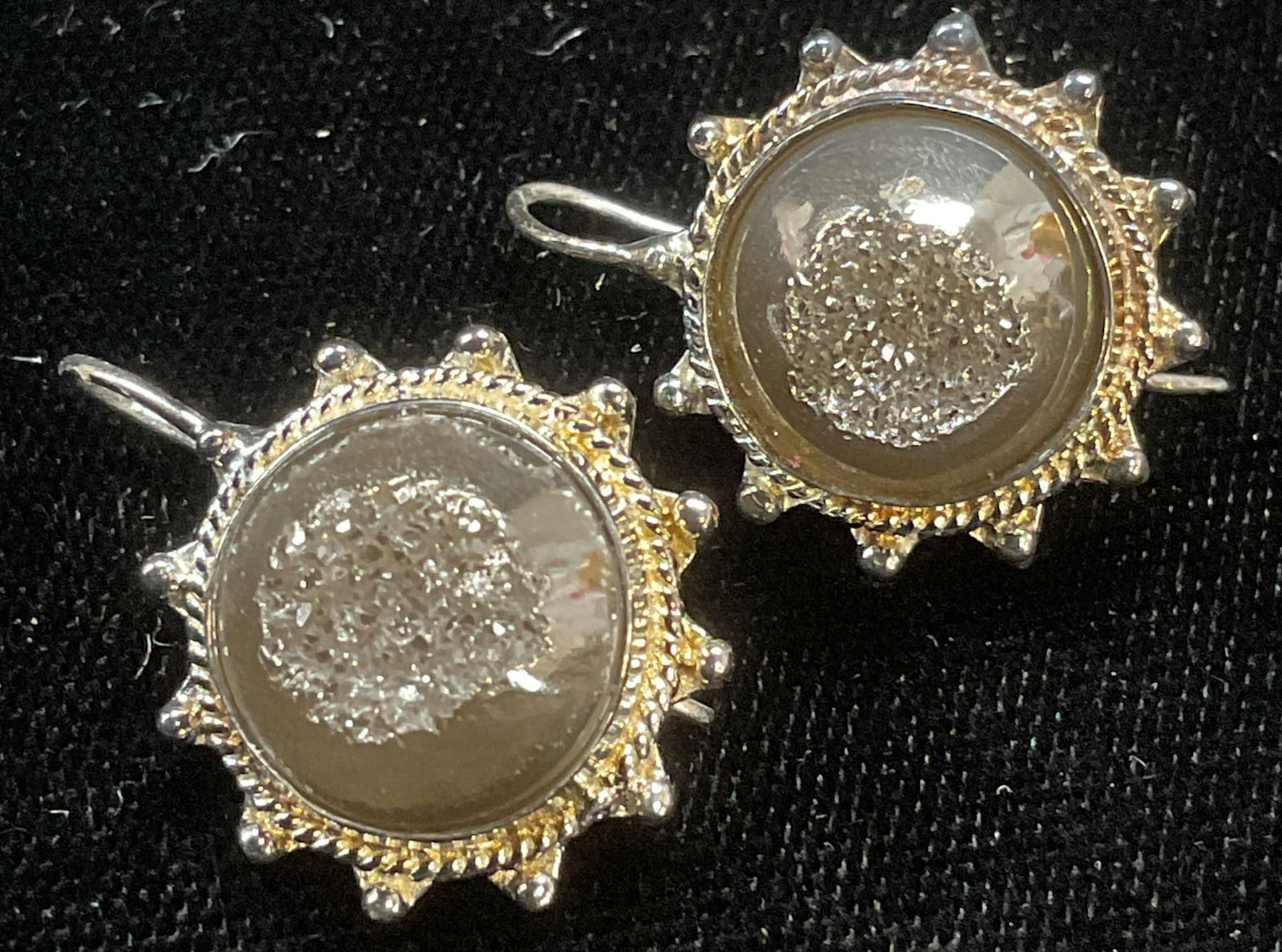 Signed PJC Sterling Silver Druzy Gem Earrings (1 of 6)